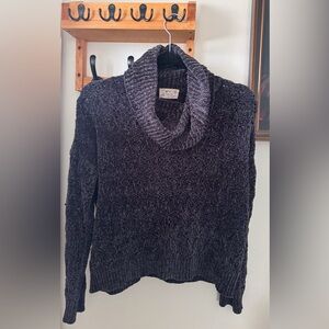 Chenille Cowl Neck Sweater - Charcoal